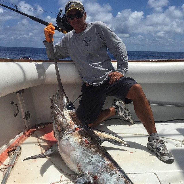 This 100 pound braodbill swordfish hit the deck on June 4th. We didn’t do much swordfishing this spring and early summer but they were biting when we made it out there. We also caught a handful of mahi mahi that trip.