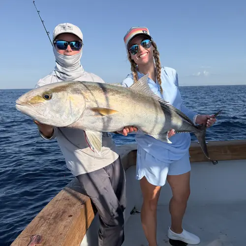 An Amberjack caught aboard the Double Threat on a Miami fishing charter