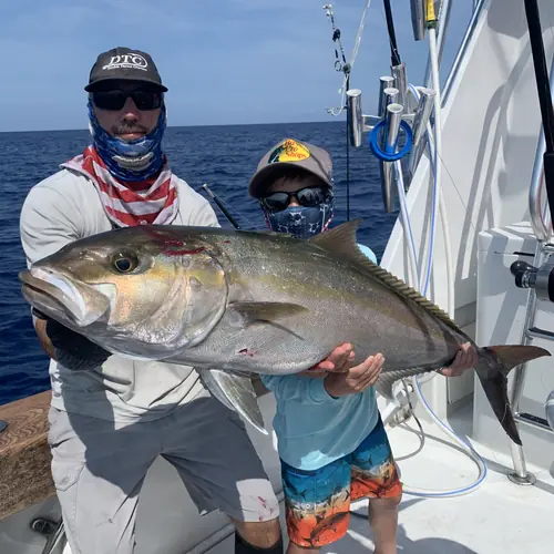 An Amberjack caught aboard the Double Threat on a Miami fishing charter