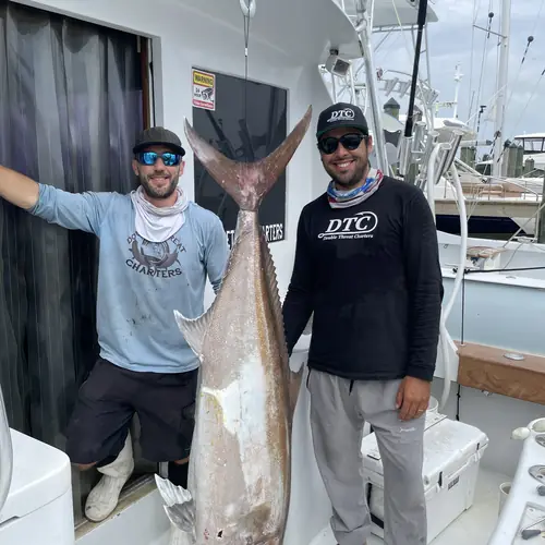 An Amberjack caught aboard the Double Threat on a Miami fishing charter