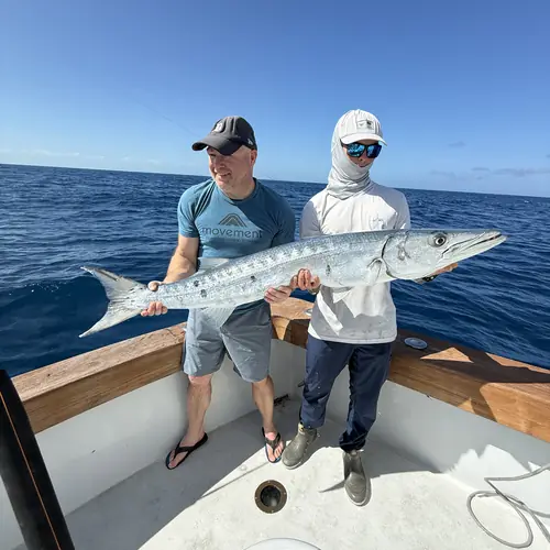 A Barracuda caught aboard the Double Threat on a Miami fishing charter