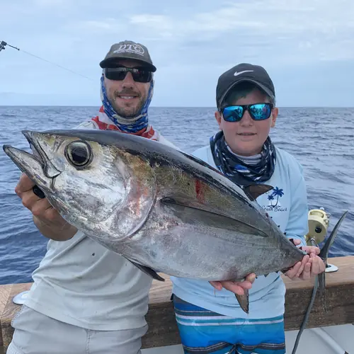 A Blackfin Tuna caught aboard the Double Threat on a Miami fishing charter