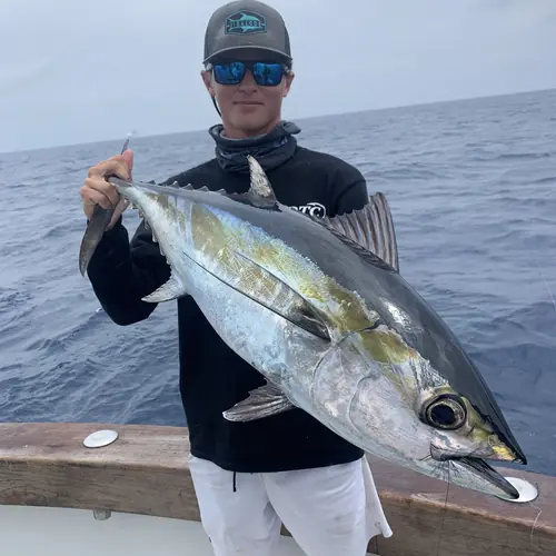 A Blackfin Tuna caught aboard the Double Threat on a Miami fishing charter