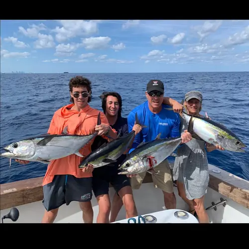 A Blackfin Tuna caught aboard the Double Threat on a Miami fishing charter
