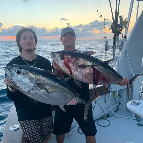 A Blackfin Tuna caught aboard the Double Threat on a Miami fishing charter