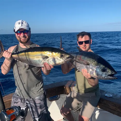 A Blackfin Tuna caught aboard the Double Threat on a Miami fishing charter
