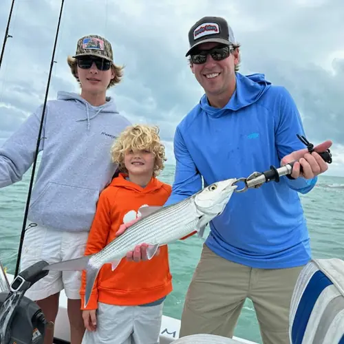 A Bonefish caught aboard the Double Threat on a Miami fishing charter