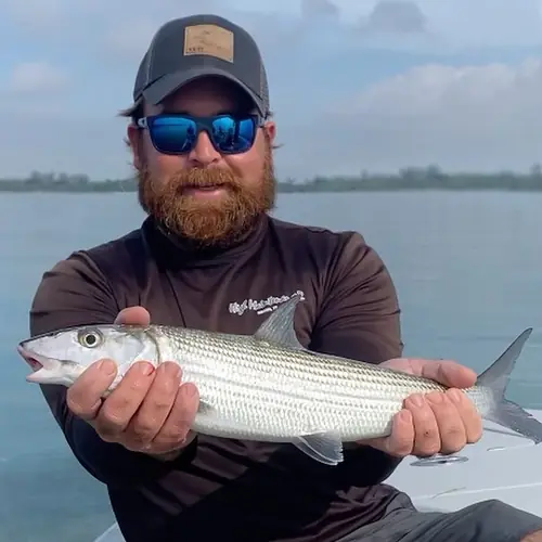 A Bonefish caught aboard the Double Threat on a Miami fishing charter
