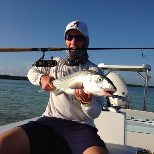 A Bonefish caught aboard the Double Threat on a Miami fishing charter