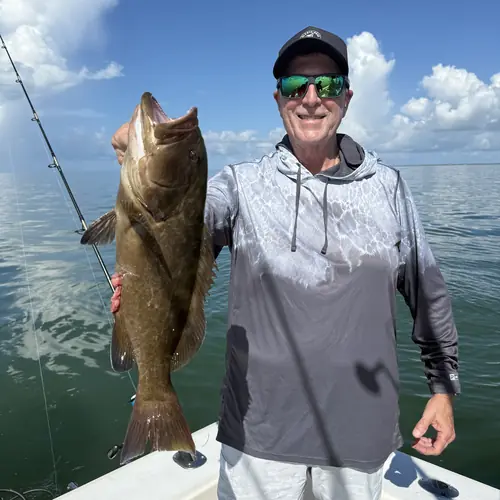 A Gag Grouper caught aboard the Double Threat on a Miami fishing charter