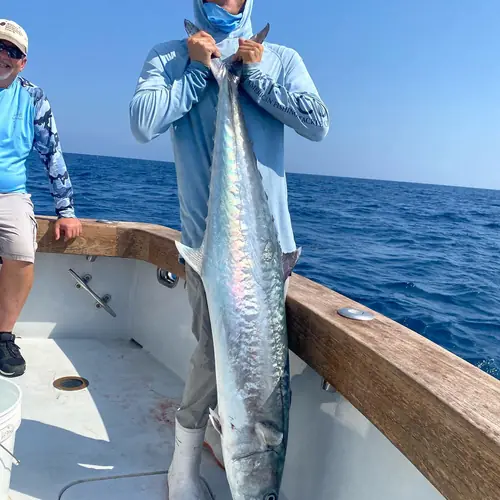 A Kingfish caught aboard the Double Threat on a Miami fishing charter