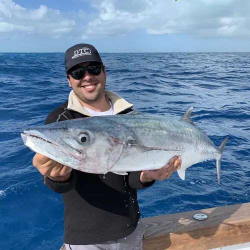 A Kingfish caught aboard the Double Threat on a Miami fishing charter