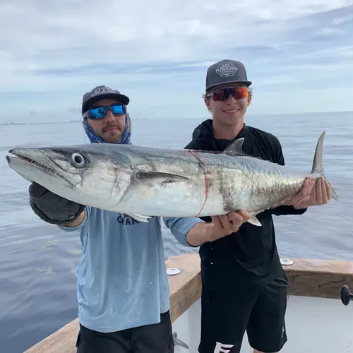 A Kingfish caught aboard the Double Threat on a Miami fishing charter