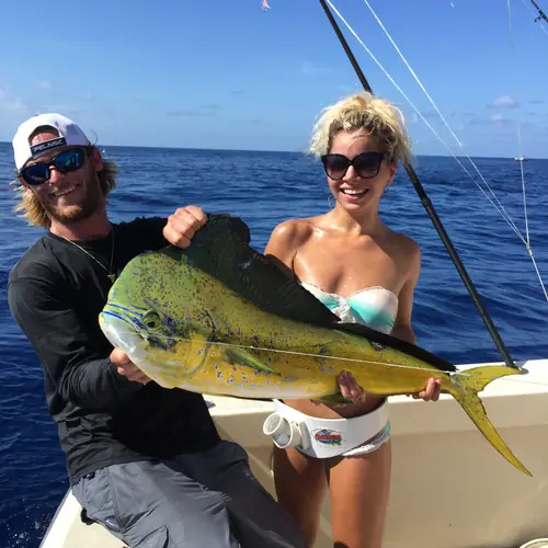 A Mahi caught aboard the Double Threat on a Miami fishing charter