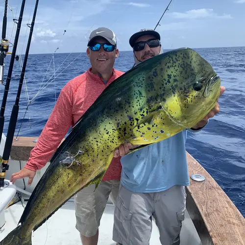 A Mahi caught aboard the Double Threat on a Miami fishing charter