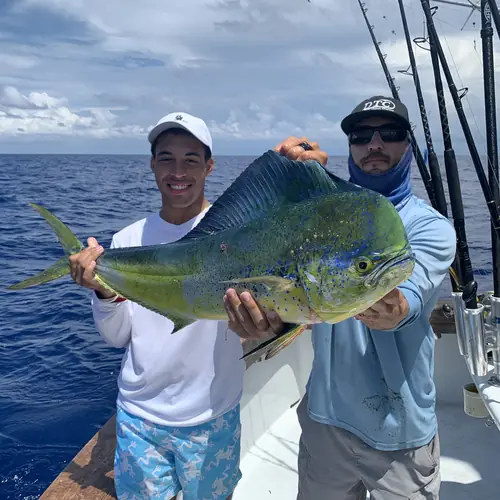 A Mahi caught aboard the Double Threat on a Miami fishing charter