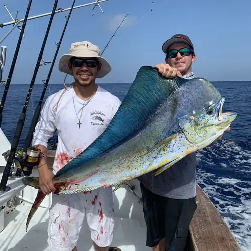 A Mahi caught aboard the Double Threat on a Miami fishing charter