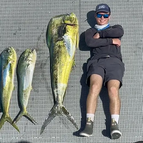 A Mahi caught aboard the Double Threat on a Miami fishing charter