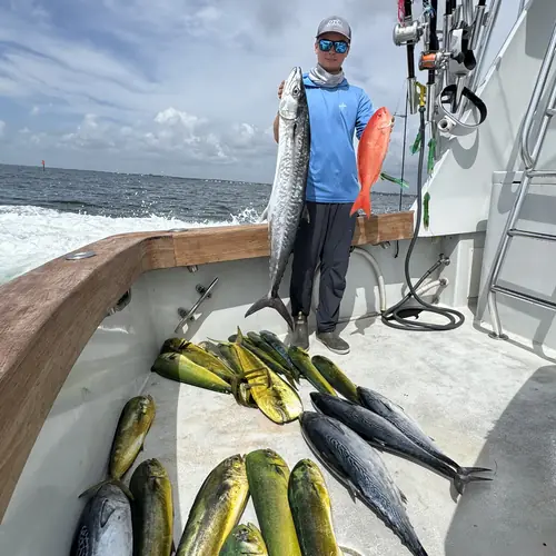 A Mahi caught aboard the Double Threat on a Miami fishing charter