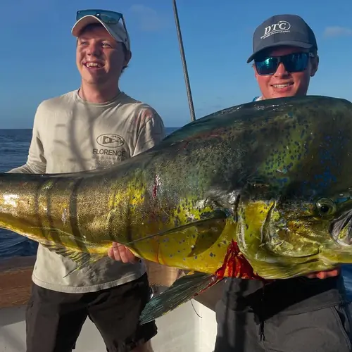A Mahi caught aboard the Double Threat on a Miami fishing charter