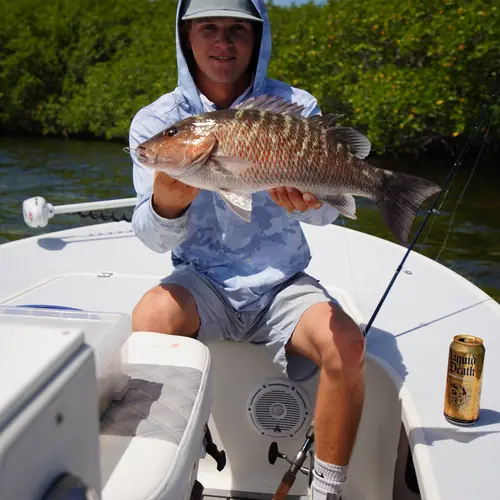 A Mangrove Snapper caught aboard the Double Threat on a Miami fishing charter