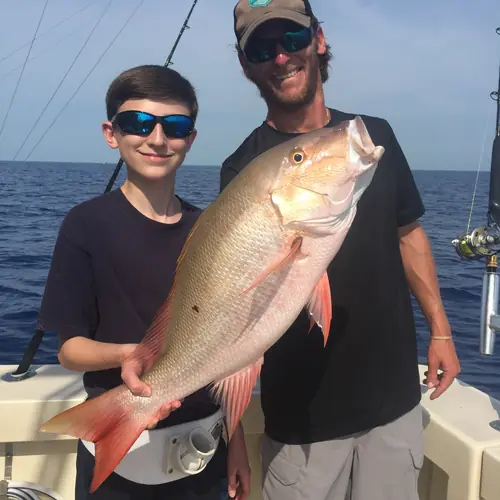 A Mutton Snapper caught aboard the Double Threat on a Miami fishing charter