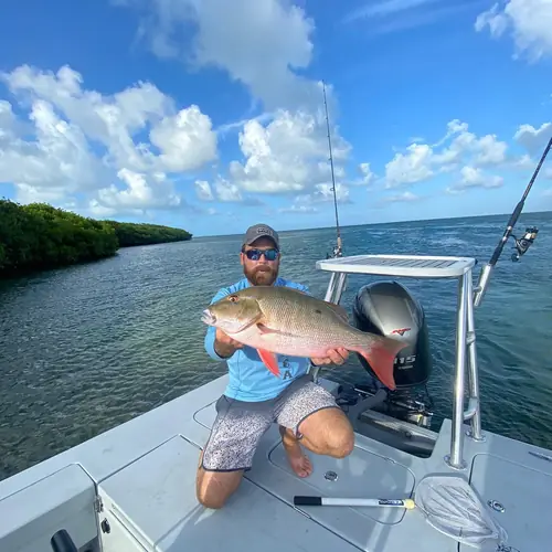 A Mutton Snapper caught aboard the Double Threat on a Miami fishing charter