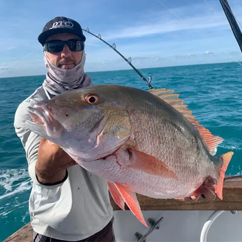 A Mutton Snapper caught aboard the Double Threat on a Miami fishing charter