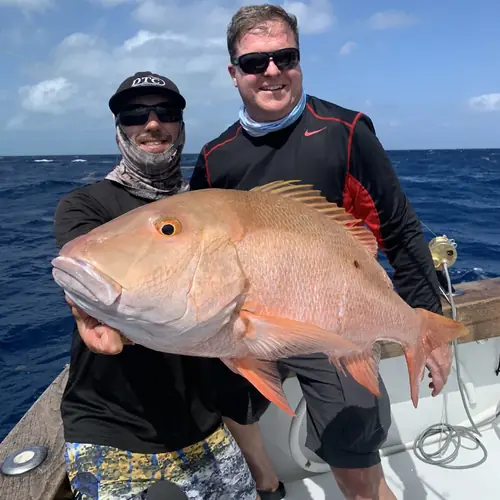 A Mutton Snapper caught aboard the Double Threat on a Miami fishing charter