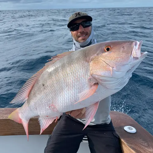 A Mutton Snapper caught aboard the Double Threat on a Miami fishing charter