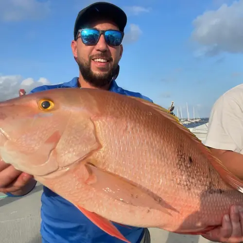 A Mutton Snapper caught aboard the Double Threat on a Miami fishing charter
