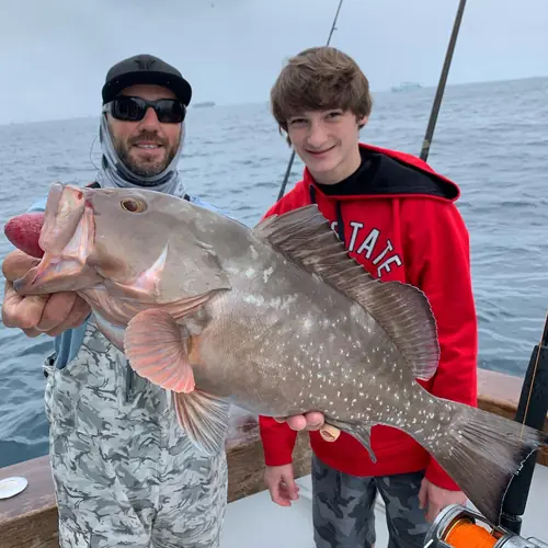 A Red Grouper caught aboard the Double Threat on a Miami fishing charter