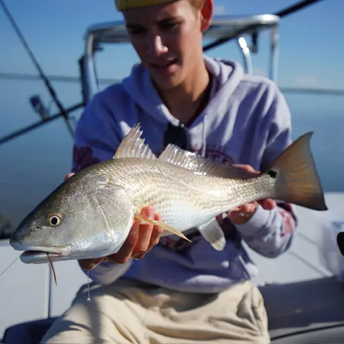 A Redfish caught aboard the Double Threat on a Miami fishing charter