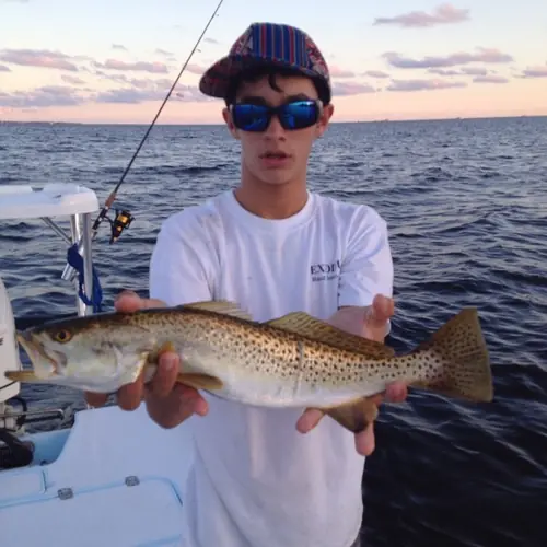 A Seatrout caught aboard the Double Threat on a Miami fishing charter