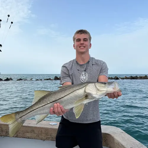 A Snook caught aboard the Double Threat on a Miami fishing charter
