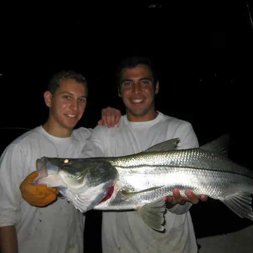 A Snook caught aboard the Double Threat on a Miami fishing charter