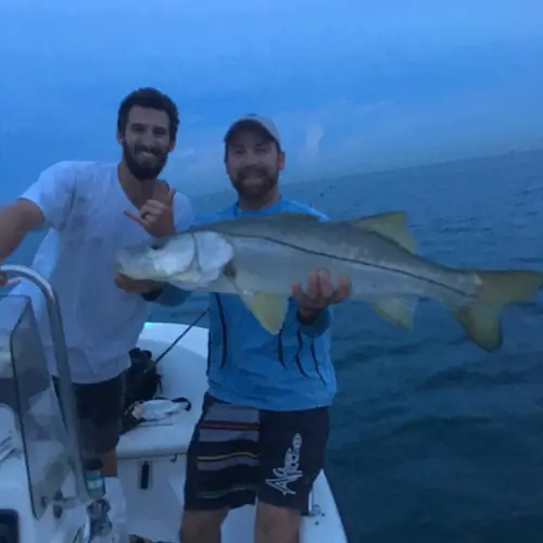 A Snook caught aboard the Double Threat on a Miami fishing charter