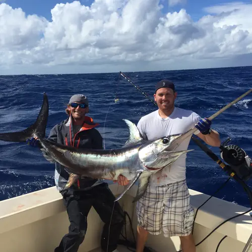 A Swordfish caught aboard the Double Threat on a Miami fishing charter