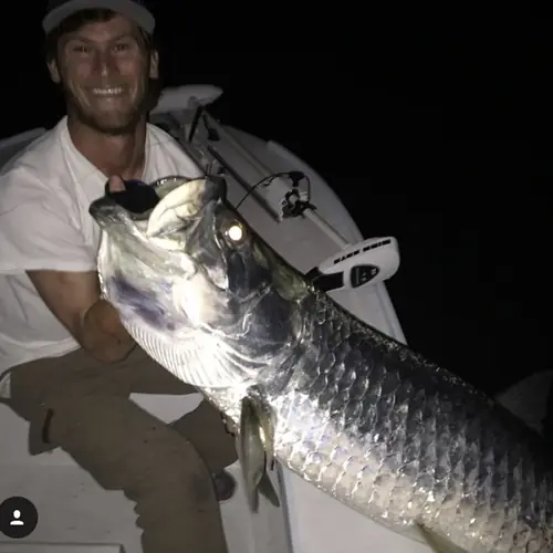 A Tarpon caught aboard the Double Threat on a Miami fishing charter