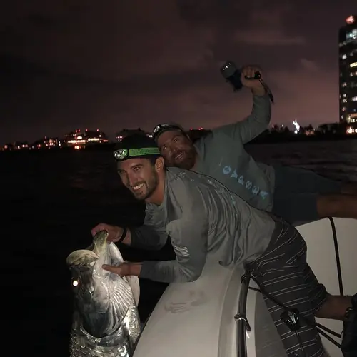 A Tarpon caught aboard the Double Threat on a Miami fishing charter