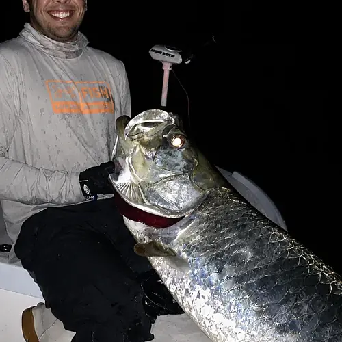 A Tarpon caught aboard the Double Threat on a Miami fishing charter