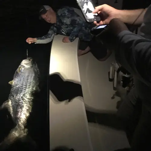 A Tarpon caught aboard the Double Threat on a Miami fishing charter