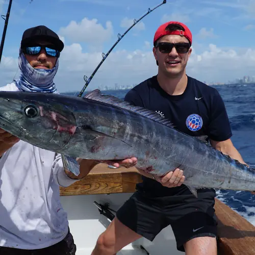 A Wahoo caught aboard the Double Threat on a Miami fishing charter