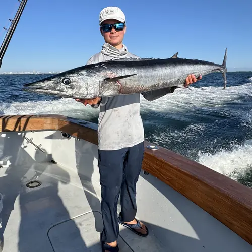 A Wahoo caught aboard the Double Threat on a Miami fishing charter