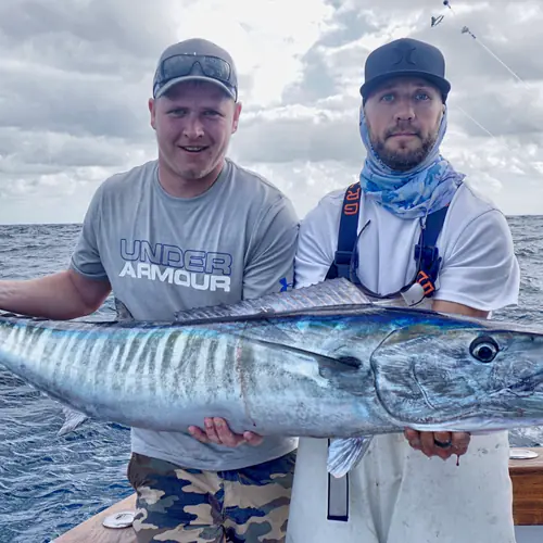 A Wahoo caught aboard the Double Threat on a Miami fishing charter