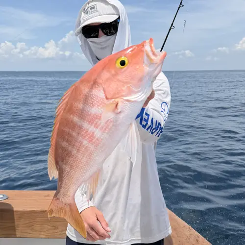 A Yellow-Eye Snapper caught aboard the Double Threat on a Miami fishing charter