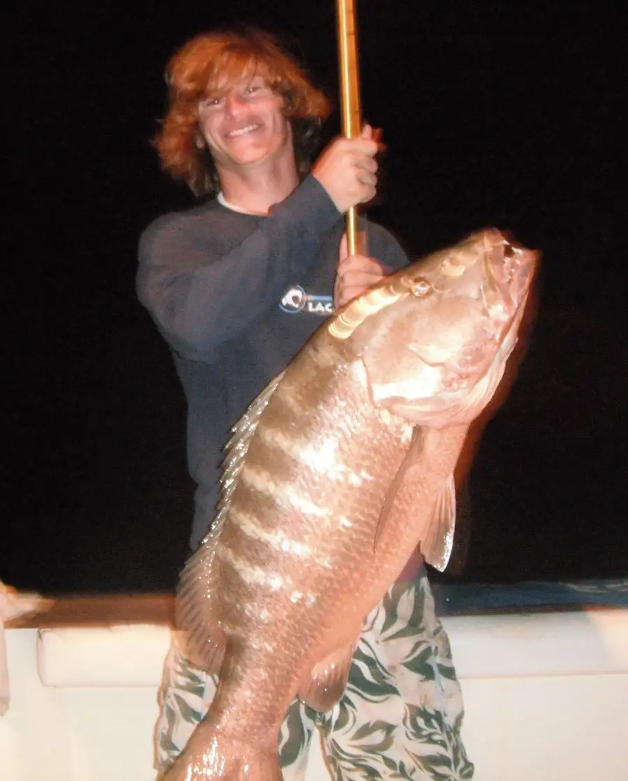 A big cubera snapper caught wreck fishing at night off Miami