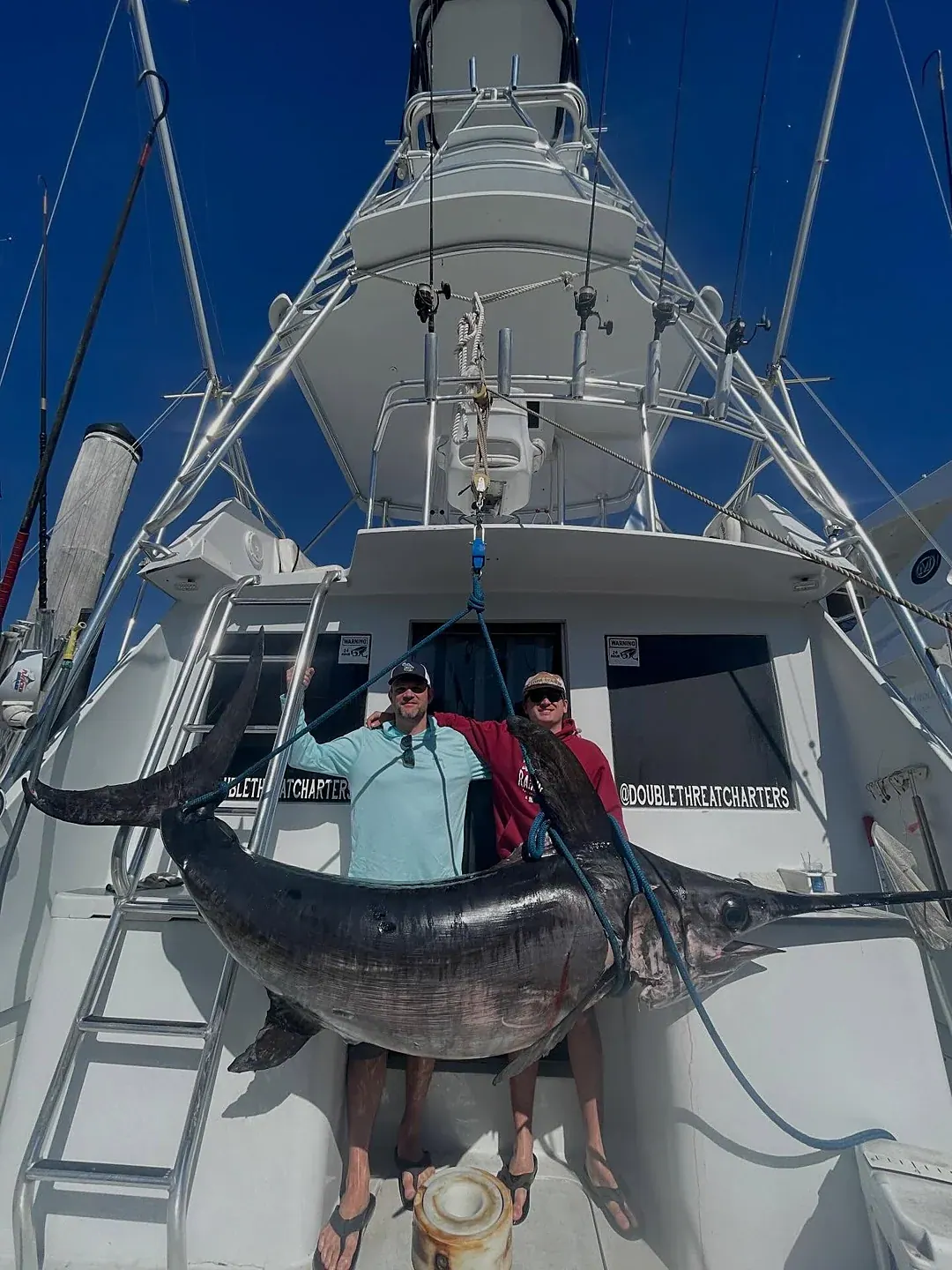 A swordfish at the boat aboard the Double Threat off Miami