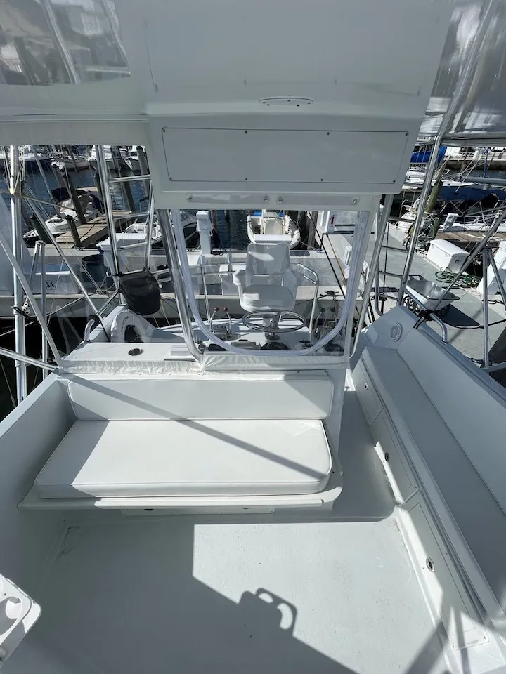 Forward seating on the Double Threat's flybridge